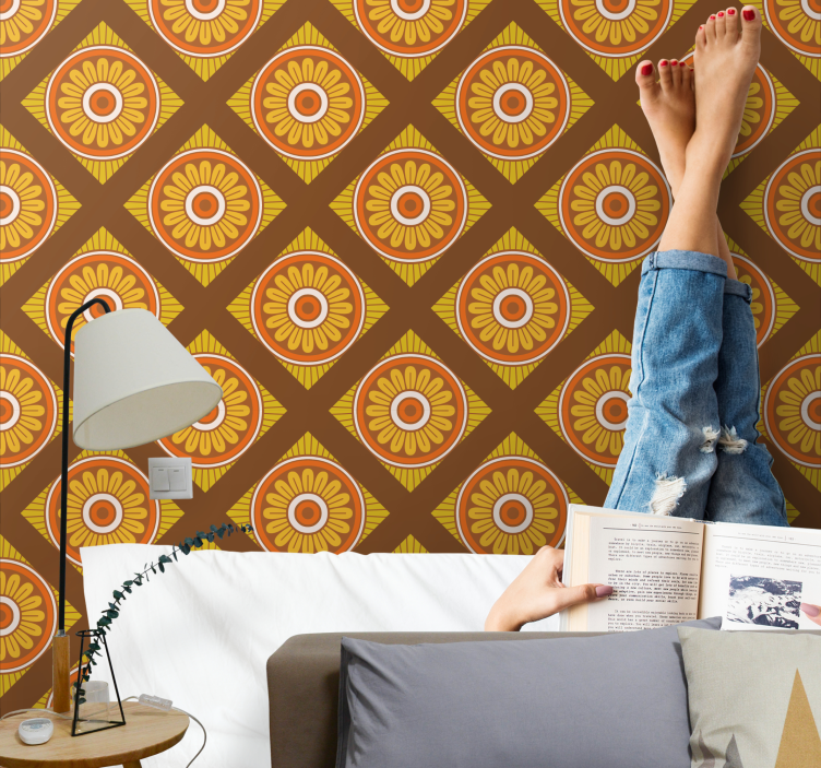 Papel pintado lunares Rayas verticales de puntos de los 70 - TenVinilo