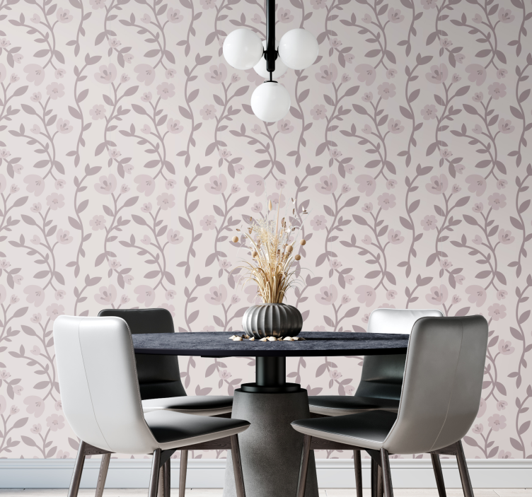 Papel pintado flores Delicadas flores rosas - TenVinilo