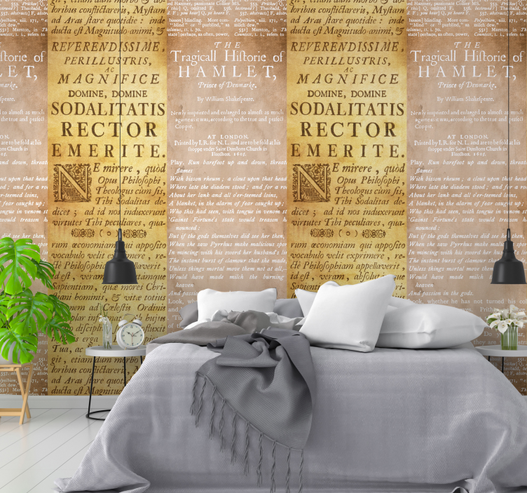 Papel pared letras fondo de dormitorio con elegante guión - TenVinilo