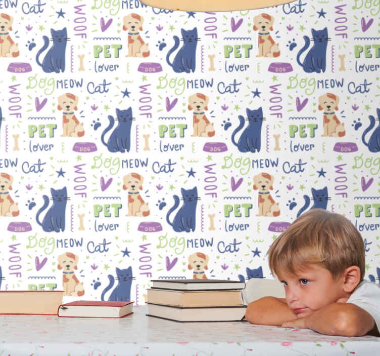 Papel pintado perros Fantástico colorido doodle con perros - TenVinilo