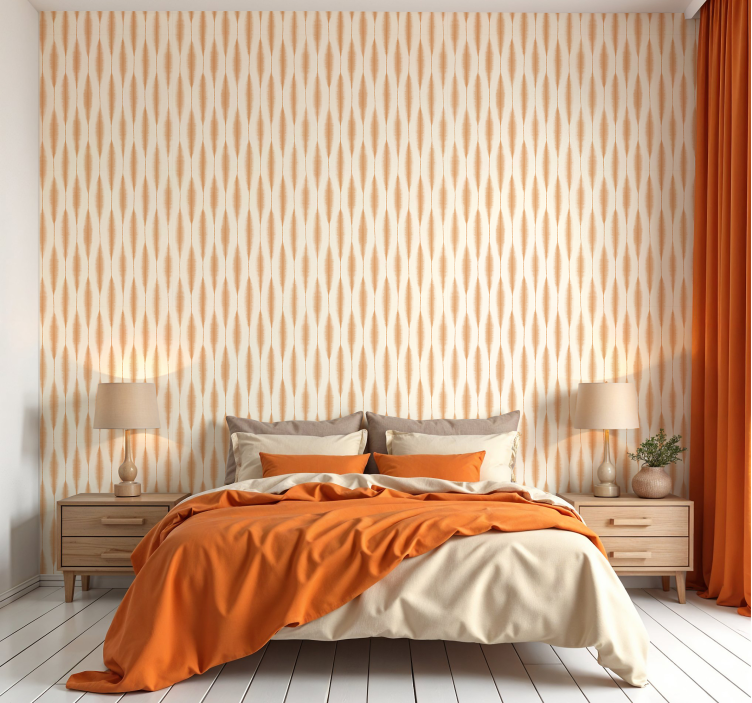 Papel pintado geométrico ikat kasuri naranja - TenVinilo