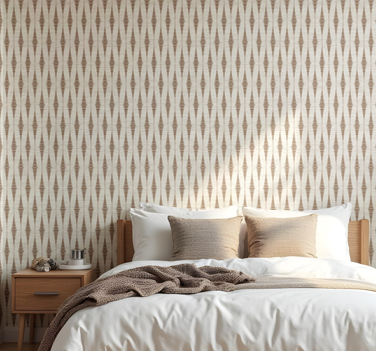 Papel pintado geométrico rabaul ikat marrón chocolate - TenVinilo