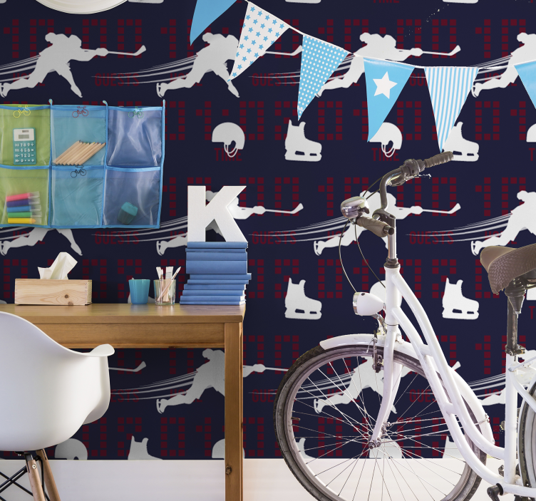 Papel pintado juvenil jugador de hockey - TenVinilo