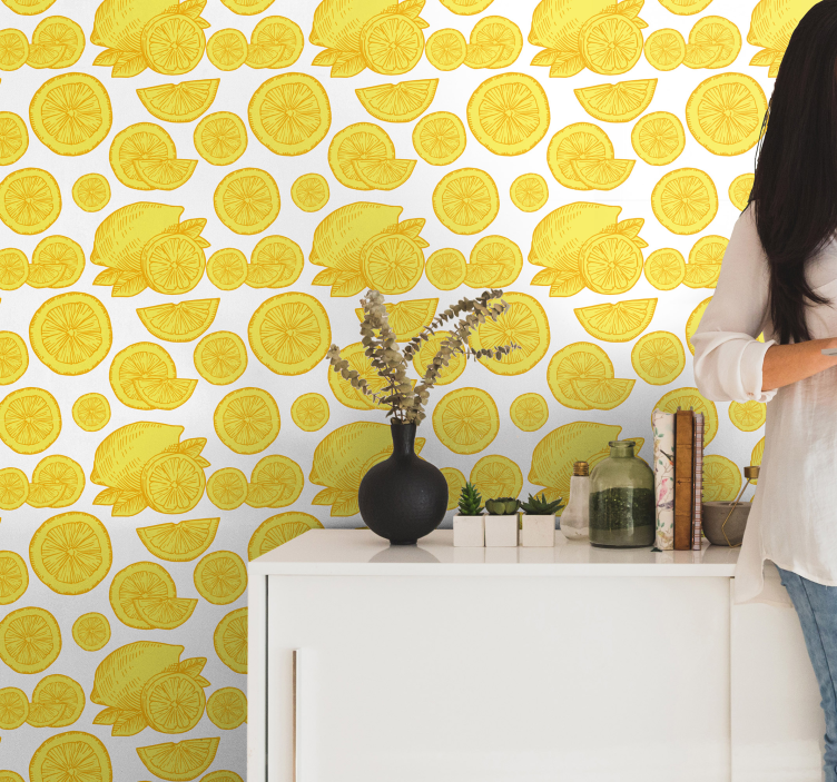 Papel ornamental Bosquejo de naranja y limón - TenVinilo