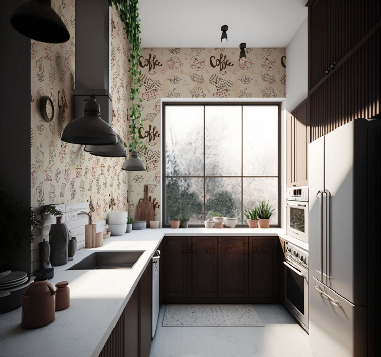 Papel pintado comedor Iconos de cafe - TenVinilo