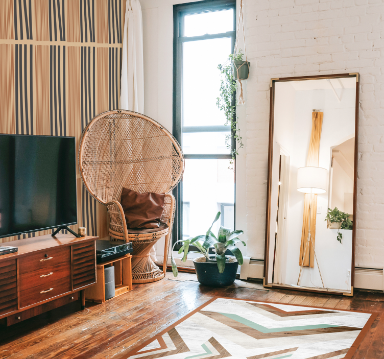 Papel tapiz para sala diseño de rayas boho - TenVinilo