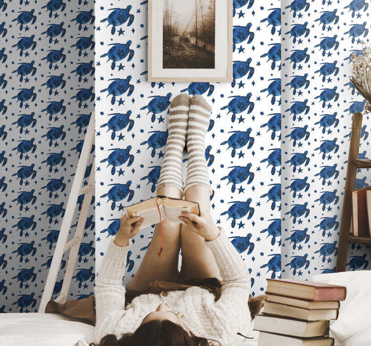 Papel tapiz animales tortugas marinas azules - TenVinilo