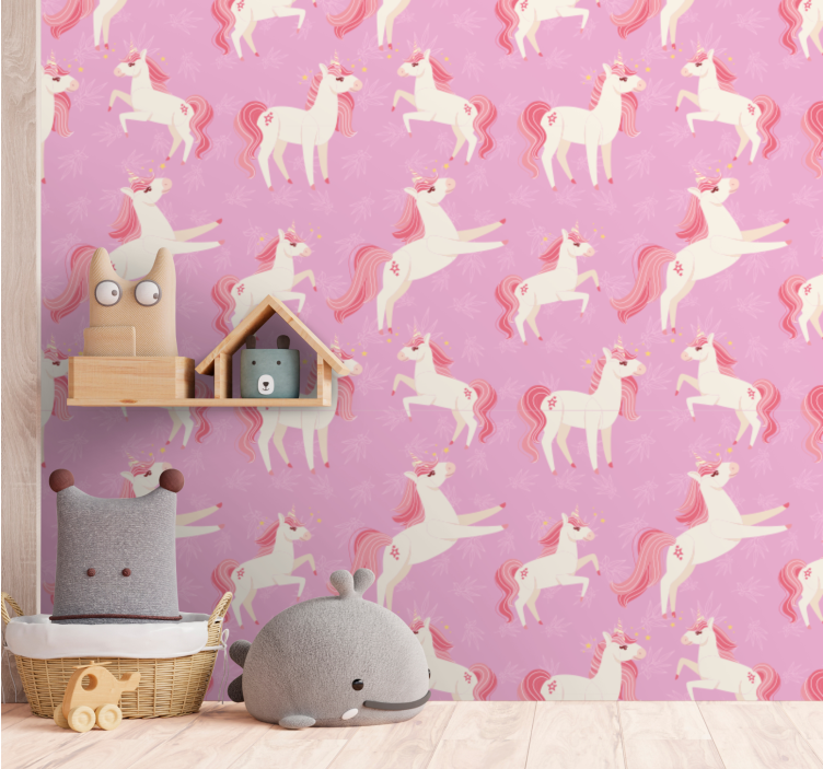 Papel tapiz animales unicornios bailando - TenVinilo
