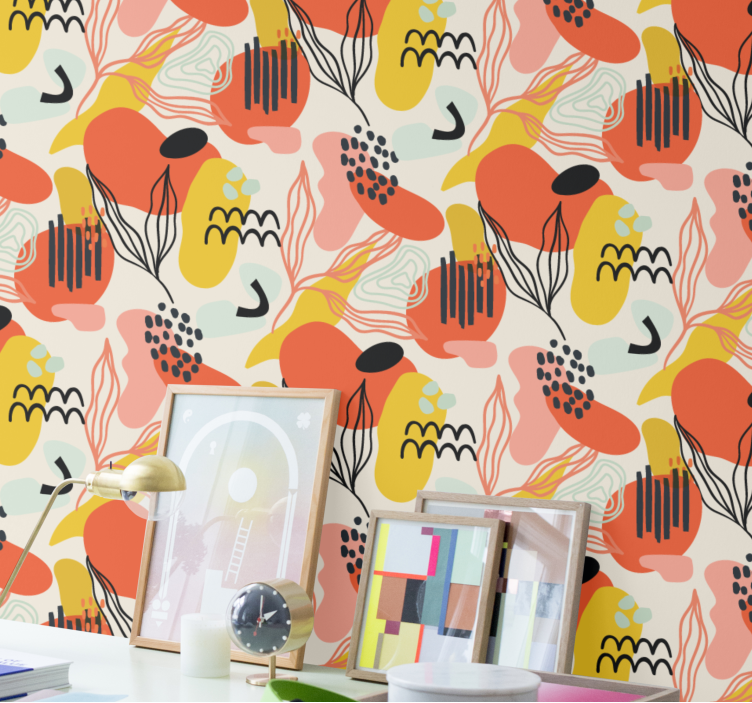 Papel tapiz arte formas orgánicas abstractas - TenVinilo