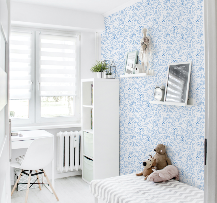 Papel tapiz bebé patrón de garabato deportivo - TenVinilo