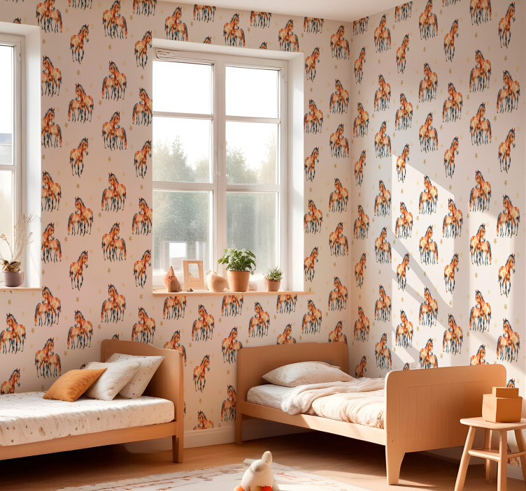 Papel tapiz caballos madre y potro - TenVinilo