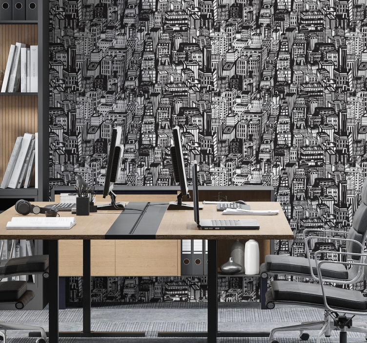 Papel tapiz ciudades caos de boceto urbano - TenVinilo