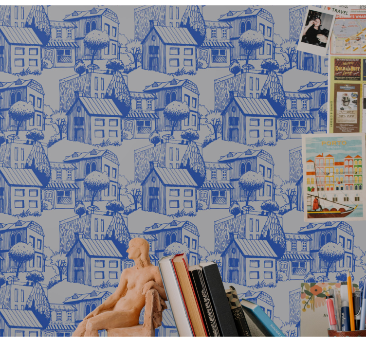 Papel tapiz ciudades ilustración de boceto urbano - TenVinilo