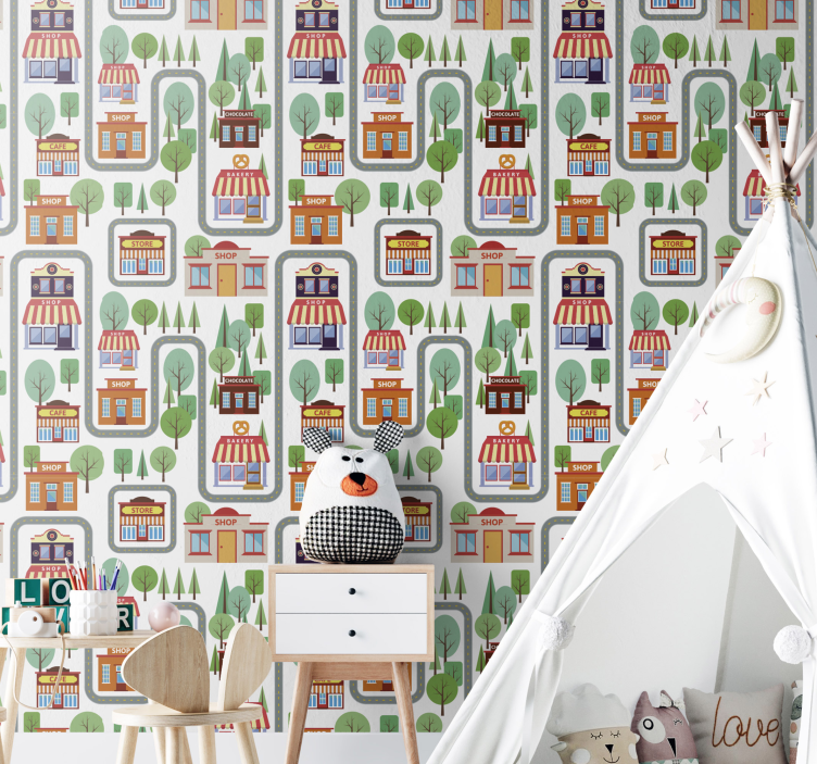 Papel tapiz ciudades paisaje urbano encantador - TenVinilo