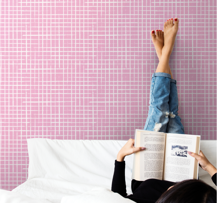 Papel tapiz cuadrados ambiente de patrón de cuadrícula - TenVinilo