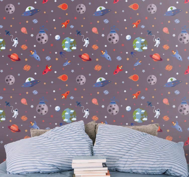 Papel tapiz estrellas tema de aventura espacial - TenVinilo