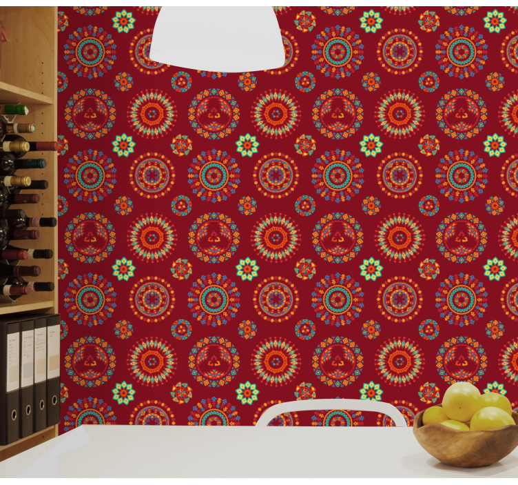 Papel tapiz floral patrón de mandala adornado - TenVinilo