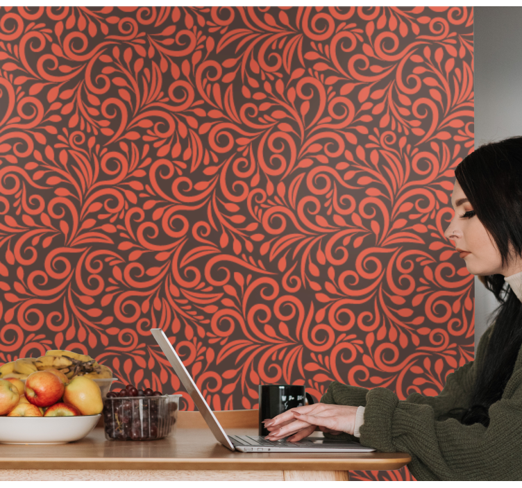 Papel tapiz floral remolinos adornados - TenVinilo