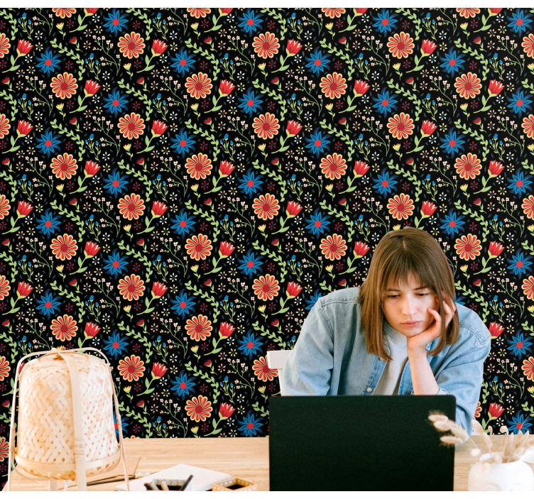 Papel tapiz flores acento estampado floral - TenVinilo