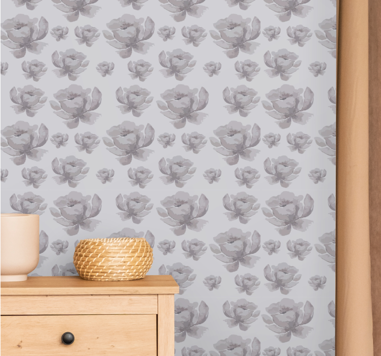 Papel tapiz flores florales monocromas - TenVinilo