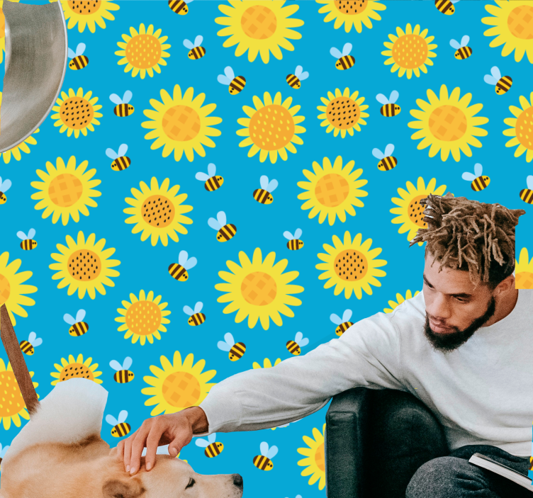 Papel tapiz flores patrón floral soleado - TenVinilo