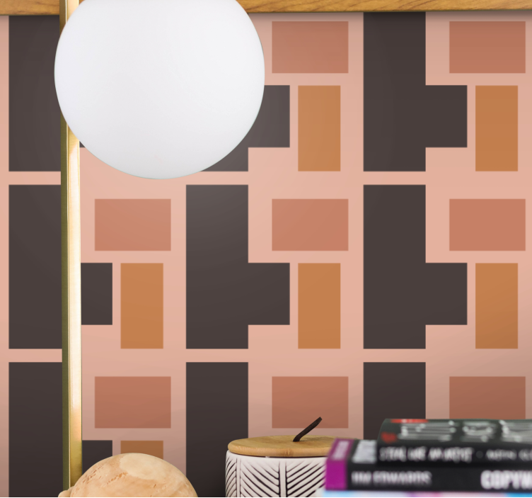 Papel tapiz geométrico diseño de bloques geométricos - TenVinilo