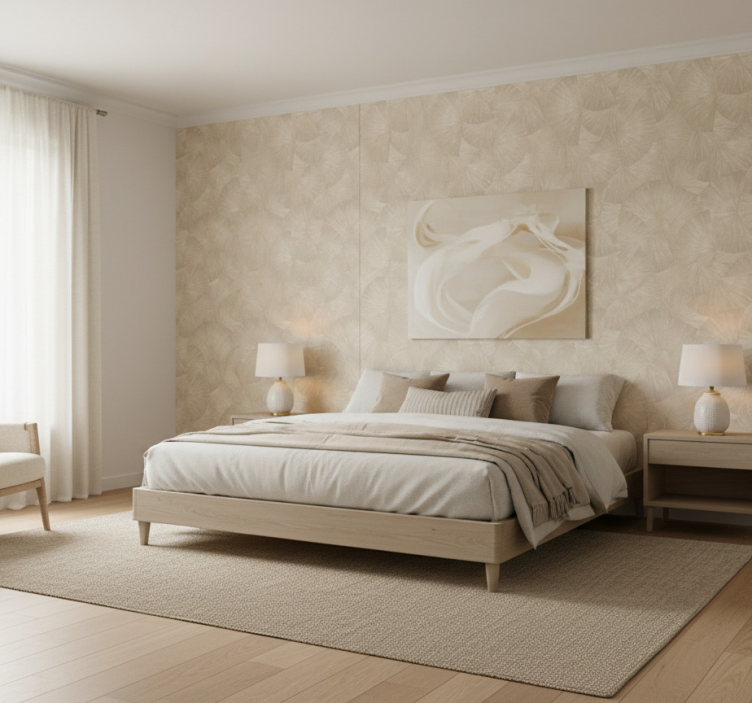 Papel tapiz hojas chic tan abstracto - TenVinilo