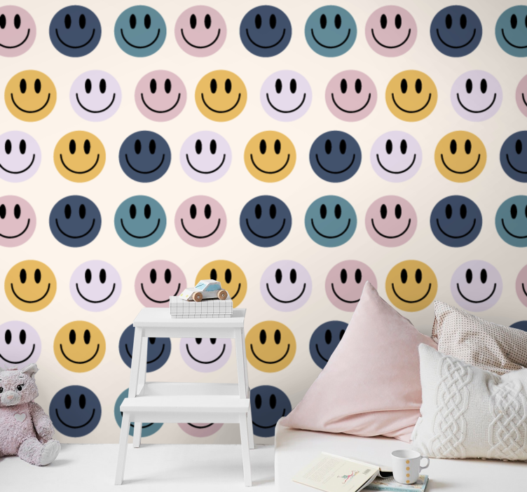 Papel tapiz personalizable caras sonrientes felices - TenVinilo