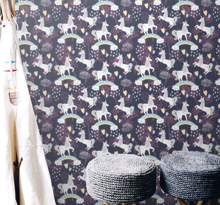 Papel tapiz mariposas patrón de criatura mítica - TenVinilo