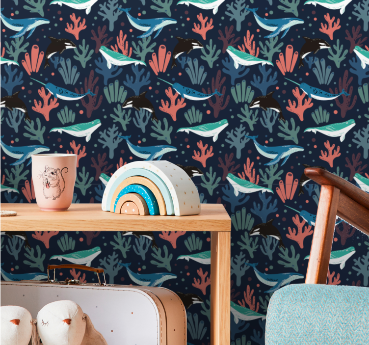 Papel tapiz peces escena submarina - TenVinilo