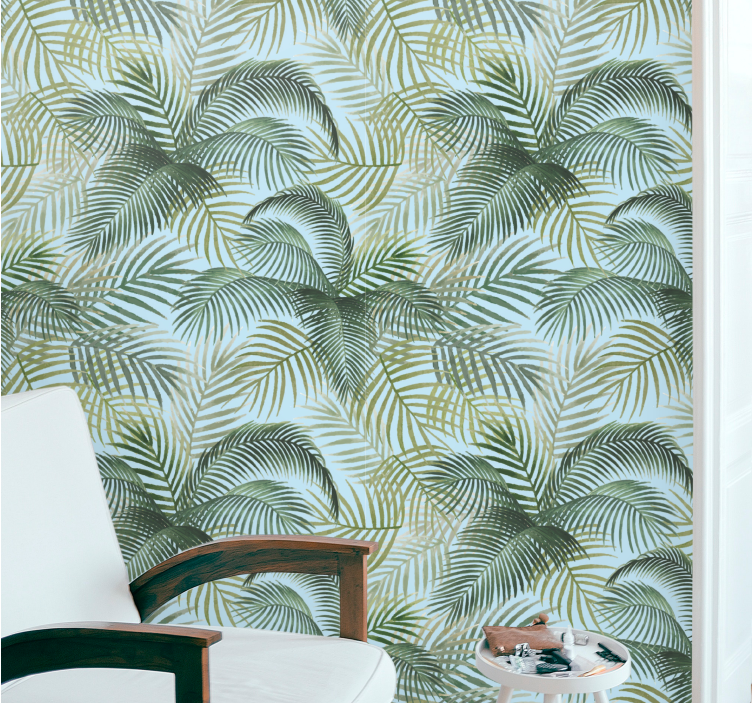 Papel tapiz naturaleza hojas de palmera tropical - TenVinilo