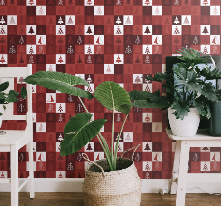Papel tapiz navidad patrones de arboles festivos - TenVinilo