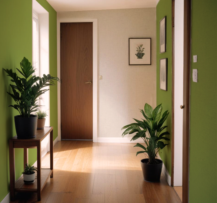 Papel tapiz pasillo efecto lino beige - TenVinilo