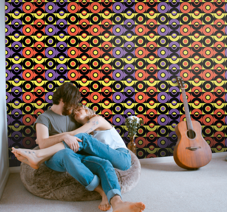 Papel pintado moderno Círculos retro locos - TenVinilo