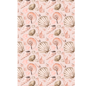 Papel tapiz animales pastel con conchas marinas - TenVinilo