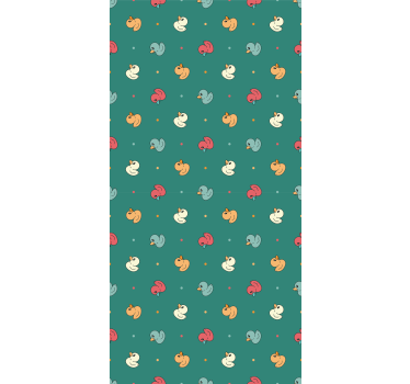 Papel tapiz animales patitos de goma multicolor - TenVinilo
