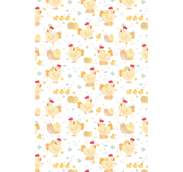 Papel tapiz animales granja de gallinas y caracoles - TenVinilo