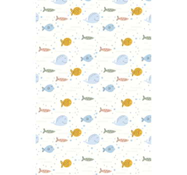 Papel tapiz animales pez de dibujos animados multicolor - TenVinilo