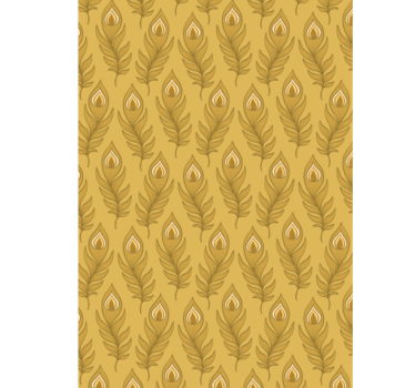 Papel tapiz animales pavo azul floral con flores doradas - TenVinilo