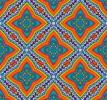 Papel para pared ornamental colorido estilo oriental - TenVinilo