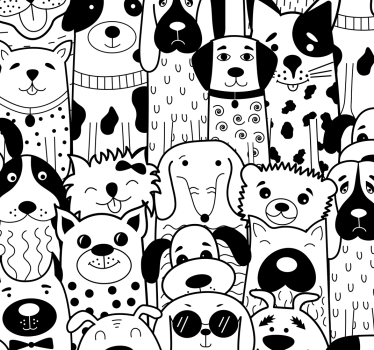 Papel pintado bebé perros blancos y negros - TenVinilo