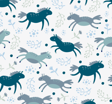 Papel tapiz caballos potros azules corriendo - TenVinilo