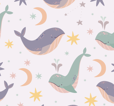 Papel pared infantil ballenas azules - TenVinilo