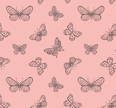 Papel pared rosa con mariposas negras - TenVinilo
