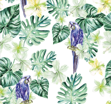 Papel tapiz loros flora de loros tropicales - TenVinilo