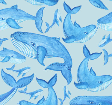 Papel pintado animales Ballenas organizadas - TenVinilo
