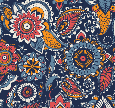 Papel pintado vintage flores y hojas étnicas - TenVinilo