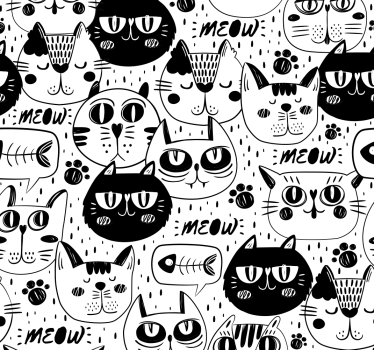 Papel pintado animales Gatos blancos y negros - TenVinilo
