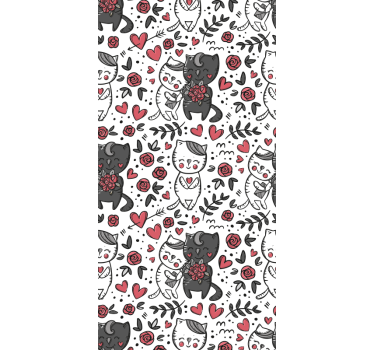 Papel tapiz gatos delicia floral felina - TenVinilo