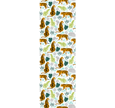 Papel tapiz animales tigres y follaje - TenVinilo